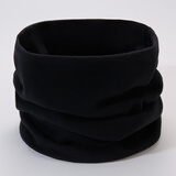 纯棉脖套男女士秋冬季防寒护颈套围脖冬季保暖假领子套头围巾百搭 黑色 双层棉