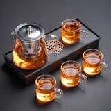 瓷牌茗茶具（cipaiming teaset） 茶具套装小套功夫茶壶便携一壶四杯家用会客泡茶器小茶台 玻璃三角一壶四把杯+磁石干泡盘