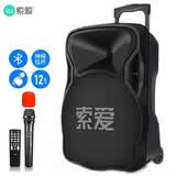 索爱（soaiy） F21 12英寸大功率重低音广场舞音响 移动户外蓝牙拉杆音箱 便携式扩音器 15寸重低音+1支无线话筒