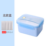 芮家德自热饭盒不插电发热包专用加热饭盒户外野营学生上班族自热米饭便当盒304不锈钢保温分格饭盒蒸煮 北欧蓝【配3包80g发热包】