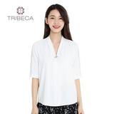 TRIBECA/翠贝卡 纯色通勤简约衬衫 白色 M