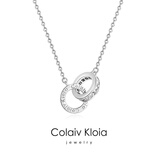 Colaivkloia情侣款项链男女一对银饰吊坠锁骨链时尚饰品情人节生日礼物送女友 XL0114项链（银色）