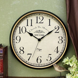 迪高钟表美式大厅挂钟时钟客厅挂表无声复古电子壁钟挂墙上静音欧式表 黑色数字款38厘米直径