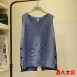 美安嘉品牌女装剪标撤柜春秋季针织马甲女坎肩v领背心毛线 蓝色-外穿女马甲 均码 80-140斤可穿-外穿女马甲