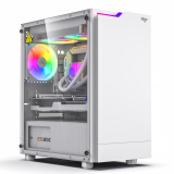 爱国者（aigo）JV13白色 电脑台式主机箱 桌面matx小机箱（透明侧板/ITX主板/240水冷/RGB灯条）
