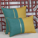 千衣布伊除甲醛简约现代沙发靠枕北欧客厅轻奢抱枕靠枕含芯靠背套 双拼孔雀绿+黄 50*50含芯
