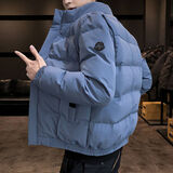 菲尼东爵（FNAADOOG）棉衣男秋冬季新款潮牌韩版立领加厚青少年棉服棉袄男百搭保暖衣服 蓝色 XL