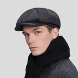 旅峰剃刀党帽子浴血黑帮八角帽复古英伦羊毛呢报童帽男士贝雷帽画家帽 条纹黑色 头围56-58CM