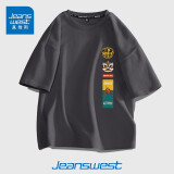 真维斯（JEANSWEST）短袖t恤男ins潮牌2024春夏季男女宽松oversize半袖衣服美式高街男 深灰 狮来运转_K M【推荐95-120斤】