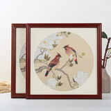 花衣裳正方形实木国画画框架裱框十字绣书法字画框自己组装挂墙木质相框 8306红木色 可放50*50cm