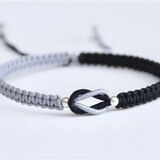 骄鹿长相依莫相离撞色手绳情侣七夕情人节礼物学生手工编织手链送女友 黑色灰色 礼盒装