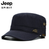 Jeep吉普帽子男士平顶帽鸭舌帽四季时尚户外太阳帽旅游出行防晒遮阳帽 深蓝色