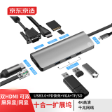京东京造usb扩展坞type-c拓展坞10合1 HDMI双屏异显同显 VGA 千兆网络 笔记本电脑手机usb分线器