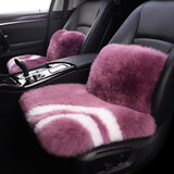 百冉皮毛一体冬季纯羊毛汽车坐垫长毛无靠背座垫真毛车垫单片方垫毛垫 前排一片+1个腰靠粉紫 其他车型留言车型(95%车型可用)