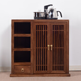 福运宝新中式实木茶水柜家用客厅现代简约茶水台办公室放烧水壶移动茶车茶水架酒店可放水桶多功能储物餐边柜 A款胡桃色长70cm*宽33cm*高70cm