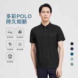 劲霸男装（K-Boxing）男士T恤纯色时尚休闲百搭夏季短袖polo领男FTBG2381 黑色 180 