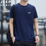 吉普（JEEP）夏季短袖T恤男士中青年圆领半袖体恤男休闲高品质男装套头打底衫 279010蓝色 2XL建议155-170斤