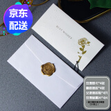 RoseNice 教师节贺卡 誓言卡烫金书签生日火漆印章表白留言卡明信片商务信封信纸套装情书礼物 玫瑰祝福卡金色+火漆贴 4套装