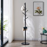 法兰思佳（FALANSIJIA） 衣服架子卧室挂衣架落地衣帽架金属衣服架落地不锈钢北欧现代 黑色+黑色大理石