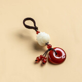 朴房菩提莲花男女情侣汽车钥匙扣玛瑙平安扣文艺清新包挂件生日礼品 红玛瑙大莲花款