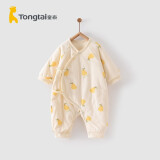 童泰秋冬婴儿衣服新生儿夹棉连体衣0-6个月宝宝哈衣 黄色丨A款 52cm