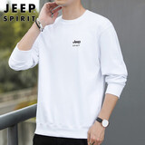 JEEP SPIRIT吉普卫衣男秋冬季上衣男士卫衣圆领打底衫男装 白色 XL