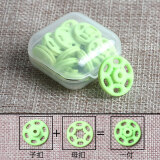 三爱衣服透明暗衬衫扣子隐形防走光内衣纽扣儿童DIY按扣摁扣小子母扣 圆形浅绿【15付】 7mm