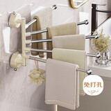 加度 吸盘毛巾架卫生间免打孔可旋转多杆置物架浴室厕所毛巾杆挂架