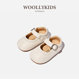 小羊沃利woollykids秋透气真皮鞋子小婴儿低帮女童小童软底学步鞋 奶油白 22 码内长14.5cm适合脚长13.9-14.3cm