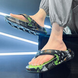 H8人字拖男外穿踩屎感潮流印花厚底防滑沙滩鞋男士凉拖鞋 黑色【热卖】 41-42