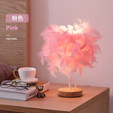 良合 羽毛灯卧室床头柜创意梦幻简约现代小夜灯睡眠结婚庆房温馨装饰 【粉色】羽毛台灯