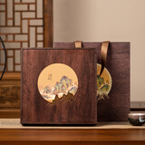 宣彩普洱茶礼盒空盒 中式茶饼包装盒白茶饼357克空礼盒茶饼盒通用 江山（木纹）饼盒