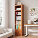 立太小型书架落地置物架收纳家用窄柜子储物柜角落缝隙简易小书柜 【带柜门30深】40CM六层深色