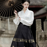 重回汉唐小重楼原创日常百搭红色马面裙敬酒服结婚礼服夏季女薄款明制汉服 黑色马面裙/现货 M