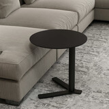 鐡迷 小桌子简约客厅边几 轻奢个性创意移动小圆桌客厅角几咖啡桌现代设计师休息边桌茶几铁艺岩板极简圆几 直径45*总高55 黑色