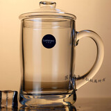 乐美雅 玻璃杯家用带把喝水杯子加厚耐热办公泡茶杯钢化微波牛奶杯 企业logo定制 班尼款450ml【单只】+玻璃盖