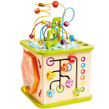Hape多功能游戏盒 六面体百宝箱串珠配对早教儿童玩具1-3岁儿童节礼物 开心农场游戏盒 E1810