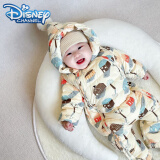 迪士尼（Disney）婴儿连体羽绒服新生儿冬季外出抱衣男女宝宝冬装衣服保暖加厚爬服 米色房子 +手脚套 73cm
