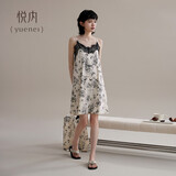 悦内睡裙女睡衣夏季莫代尔吊带背心性感蕾丝夏款夏天大码薄款冰丝裙子 824460浅花灰 M (160) 【体重90-110斤】