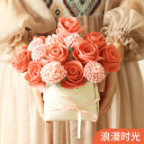 暖猫手工制作花束diy材料包教师节创意礼物送老师送女友生日不织布花 怀旧玫瑰