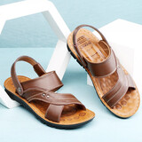 宜驰 凉鞋男沙滩鞋男士爸爸鞋中老年凉拖鞋男鞋两穿鞋子男 EC12129 棕色 38