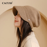 CACUSS针织帽女冬季保暖毛线帽大头围护耳堆堆帽冷帽冬帽子女