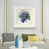 KS十字绣水果小幅餐厅2025新款线绣手工自己绣新手推荐印花简单好绣 紫葡萄 埃及棉4股线绣 32*32cm