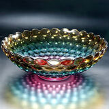 花语四季水果盘加厚水晶玻璃家用客厅零食盘创意干果盘网红茶盘大号餐盘 单层五彩果斗（大号）