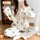 欧鹿汐（OULUXI）月子服春夏季孕妇睡衣春秋长袖秋夏天薄款产妇产后喂奶哺乳家居服 AB8116 L码 (建议105-125斤)