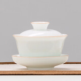 唯古 甜白釉盖碗茶杯茶具茶碗功夫三才碗简约现代纯色白瓷敬茶泡茶器喝茶 小号盖碗（满杯130ml）