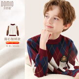 多妙屋男童毛衣儿童秋冬棉加绒厚毛线衣大童学院风打底衫60449红色140