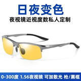 mark story夜视镜开车专用 男女夜晚上夜光男士偏光镜近视眼镜夹片日夜两用 0-300度 1.56夜视片