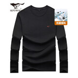 七匹狼长袖T恤男26春季5A抗菌面料莫代尔圆领长T男士宽松显瘦打底衫男装 001(黑色)-天丝抗菌 XL 175/92A