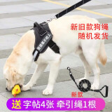 驭兽狗绳牵引绳中大型犬狗狗牵引绳狗胸背狗链子遛狗牵引绳 黑色【含绳】 S号(建议12-30斤 )